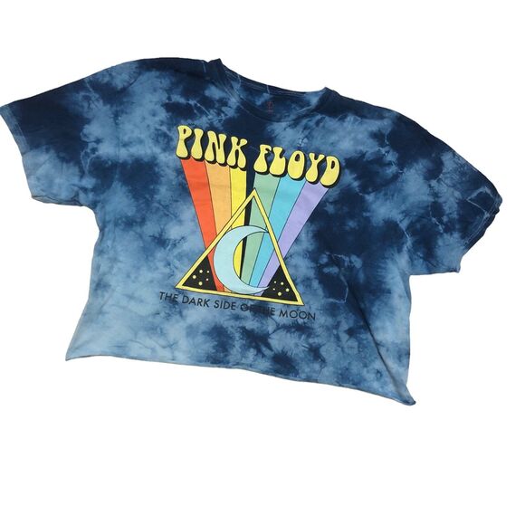 Pink Floyd The Dark Side of the Moon Cropped T-Shirt, Rainbow Triangle Graphic - Picture 1 of 10